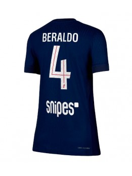 Billige Paris Saint-Germain Lucas Beraldo #4 Hjemmedrakt Dame 2025-26 Kortermet